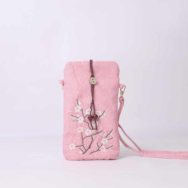 Small Embroidered Flowers Crossbody Bag Shoulder Bag Cellphone Bag 11*20cm - Image 9