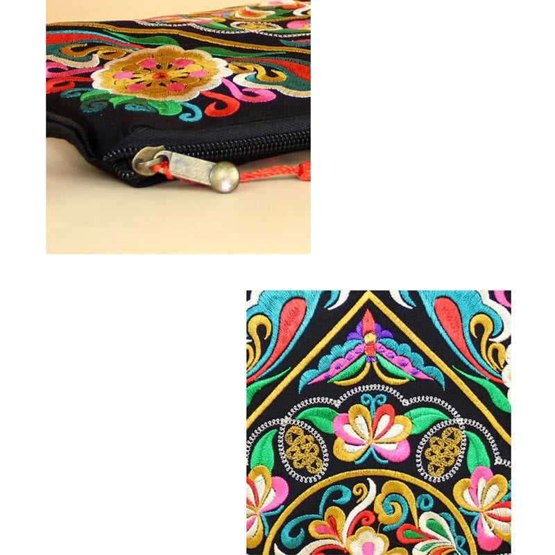 Dragon Butterfly Cosmos Flower Embroidery Wallet Shopping Purse - Image 17