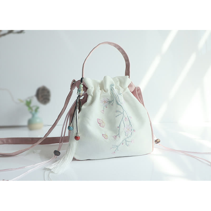 Handmade Embroidered Flowers Canvas Tote Shoulder Bag Handbag - Image 27