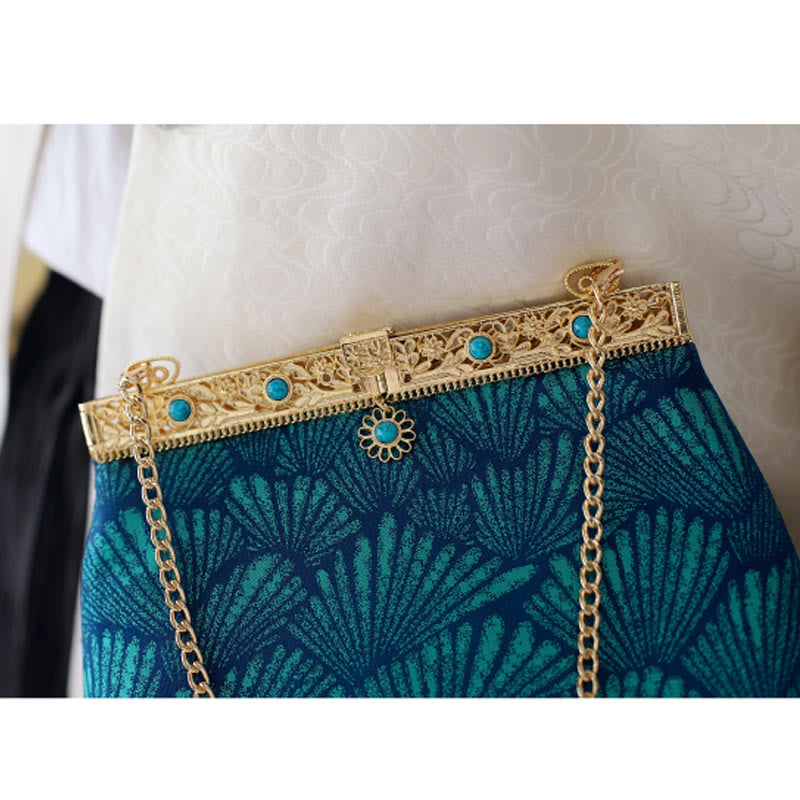 Blue Lines Metal Chain Crossbody Bag Shoulder Bag Handbag - Image 3