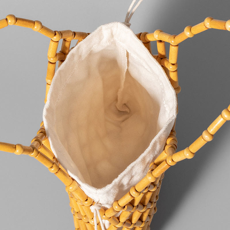 Hand-woven Mesh Hollow Wooden Beads Handbag - Image 12