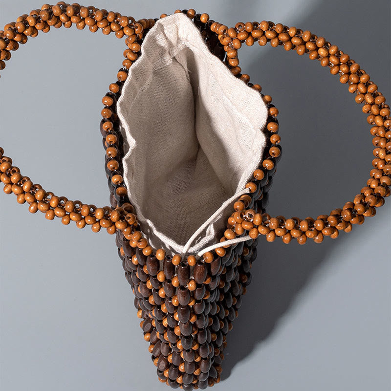 Hand-woven Wooden Beads Handbag - Image 4