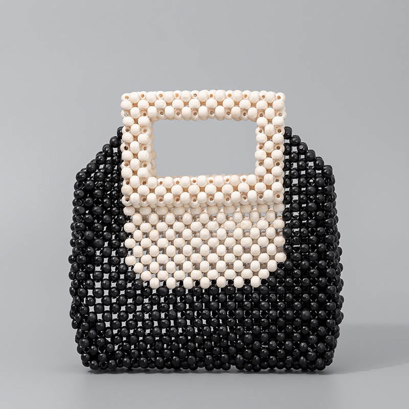 Hand-woven Wooden Beads Square Tote Handbag - Image 9