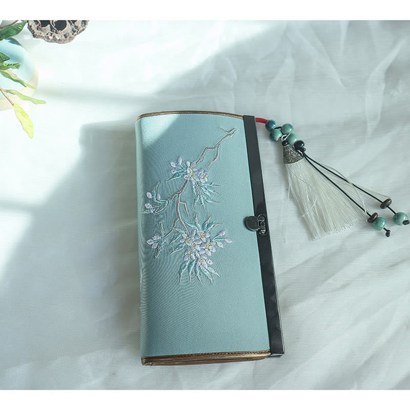 Flower Plum Peach Blossom Bamboo Double-sided Embroidery Large Capacity Cash Holder Wallet Shopping Purse - Image 16