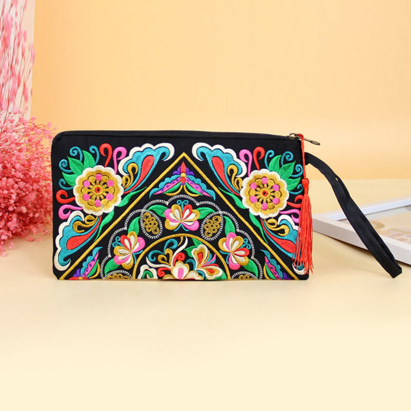 Dragon Butterfly Cosmos Flower Embroidery Wallet Shopping Purse - Image 19