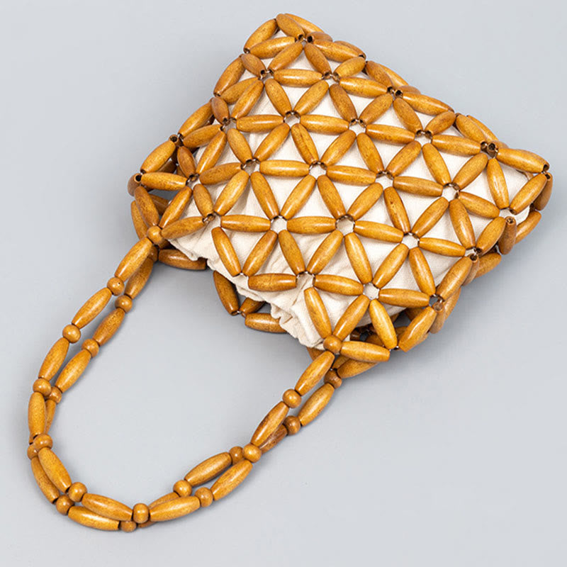 Hand-woven Mini Wooden Beads Handbag - Image 3