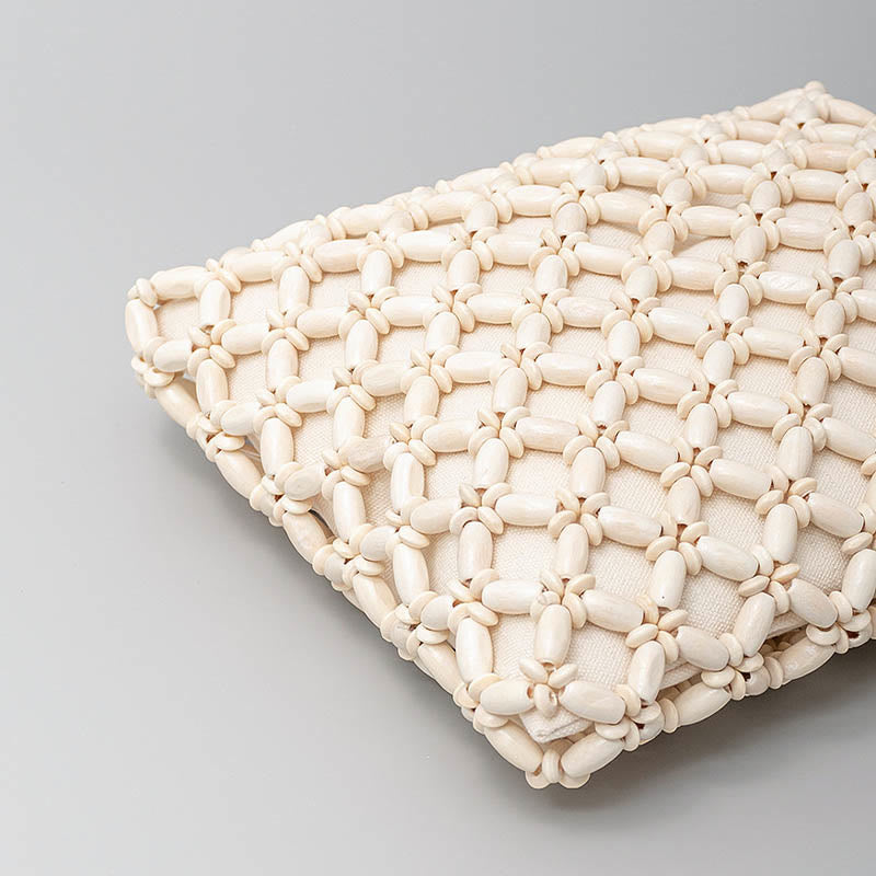 Hand-woven Lozenge Wooden Beads Handbag - Image 16