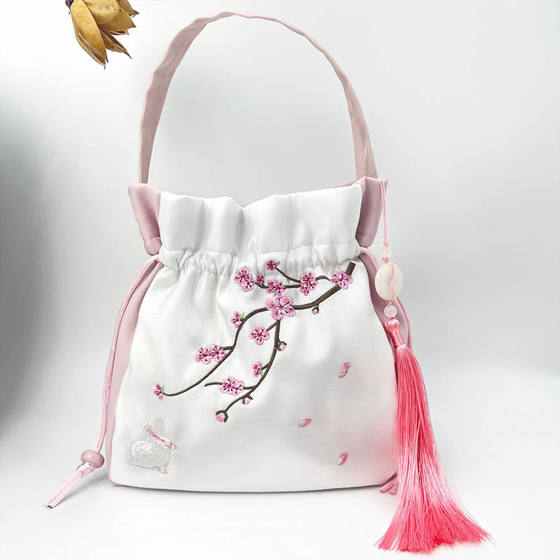 Embroidered Osmanthus Peony Grape Cat Cotton Linen Tote Crossbody Bag Shoulder Bag Handbag - Image 11