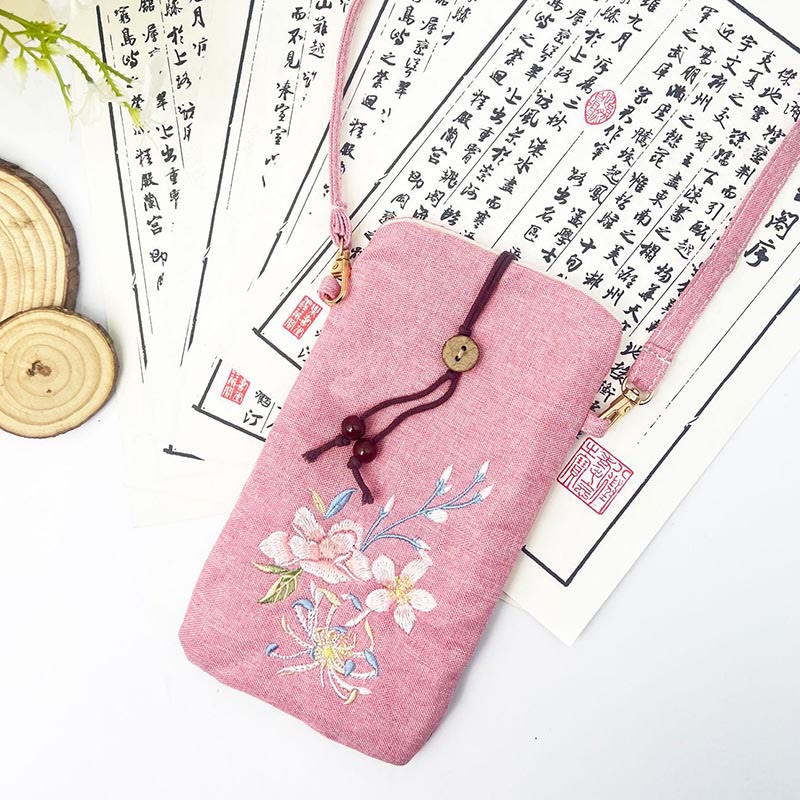 Small Embroidered Flowers Crossbody Bag Shoulder Bag Cellphone Bag 11*20cm - Image 42