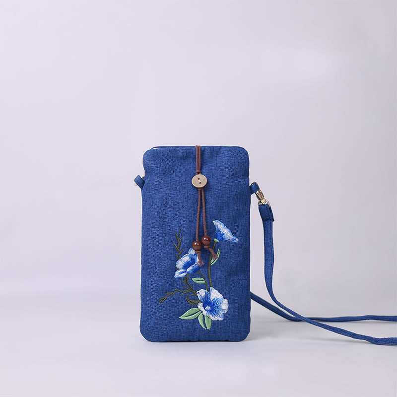 Small Embroidered Flowers Crossbody Bag Shoulder Bag Cellphone Bag 11*20cm - Image 3