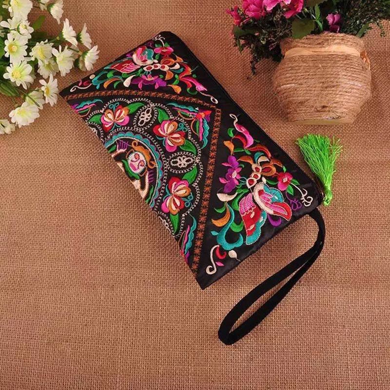 Dragon Butterfly Cosmos Flower Embroidery Wallet Shopping Purse - Image 9