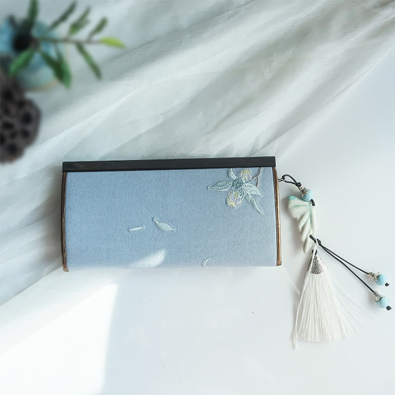 Flower Plum Peach Blossom Bamboo Double-sided Embroidery Large Capacity Cash Holder Wallet Shopping Purse - Image 14