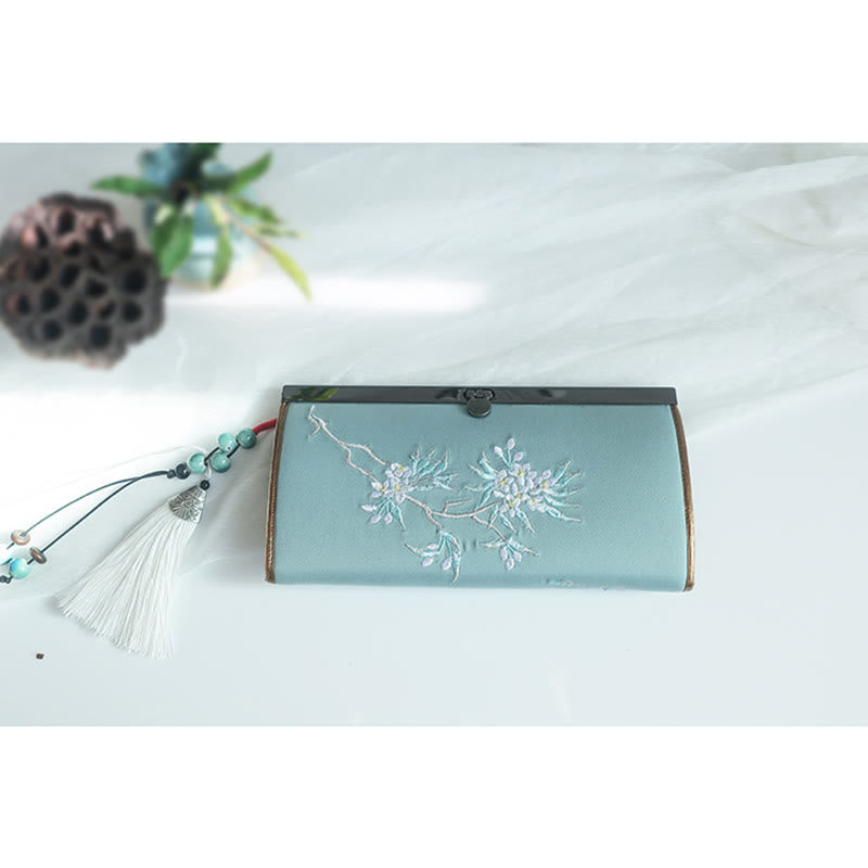 Flower Plum Peach Blossom Bamboo Double-sided Embroidery Large Capacity Cash Holder Wallet Shopping Purse - Image 18