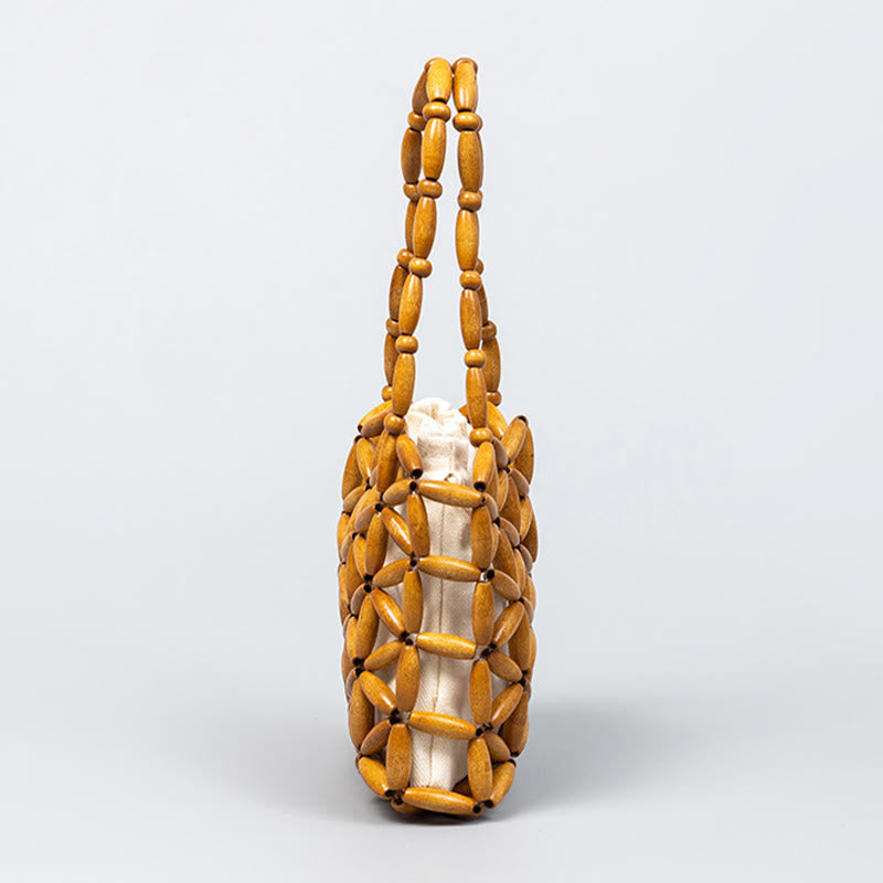 Hand-woven Mini Wooden Beads Handbag - Image 2