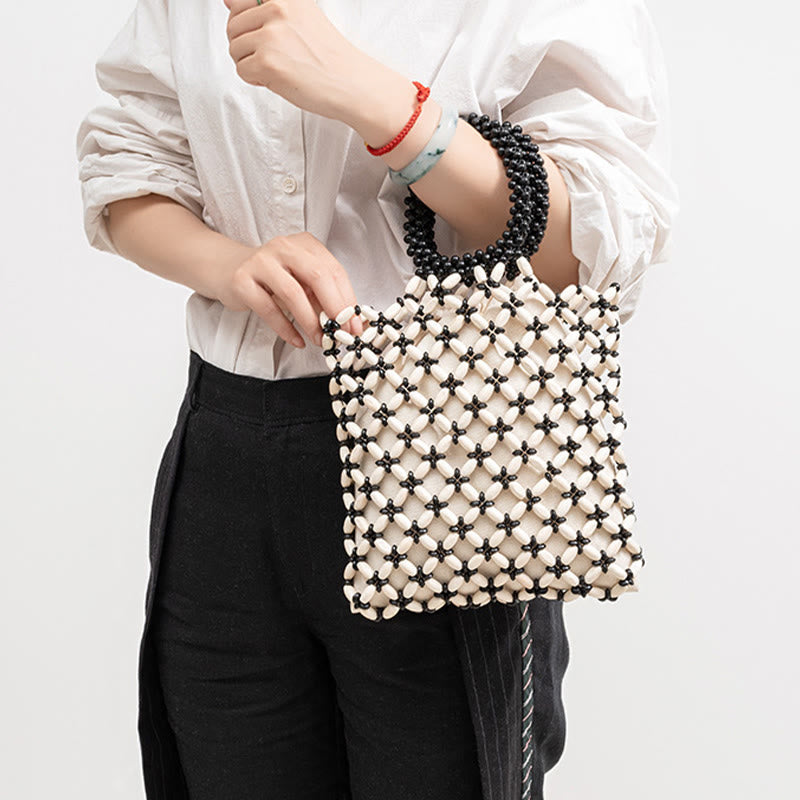 Hand-woven Lozenge Wooden Beads Handbag - Image 10