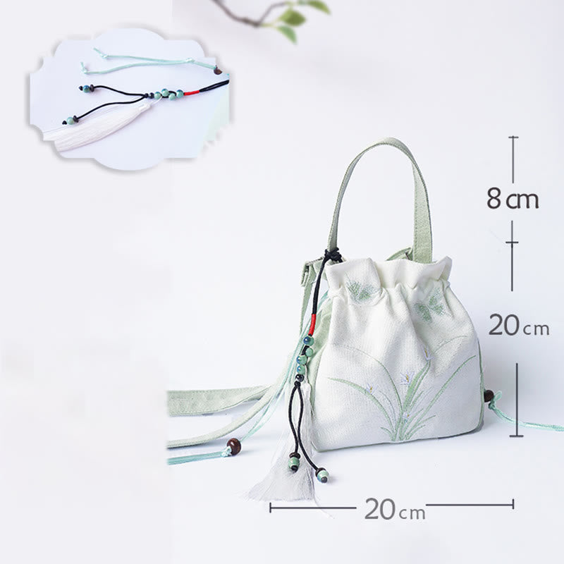 Handmade Embroidered Flowers Canvas Tote Shoulder Bag Handbag - Image 20