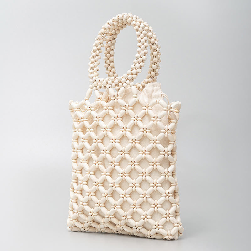 Hand-woven Lozenge Wooden Beads Handbag - Image 13