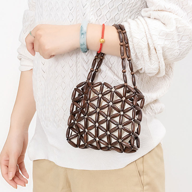 Hand-woven Mini Wooden Beads Handbag - Image 12