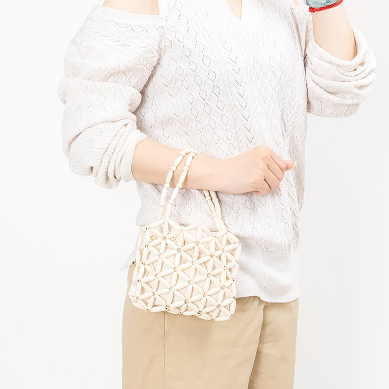 Hand-woven Mini Wooden Beads Handbag - Image 9