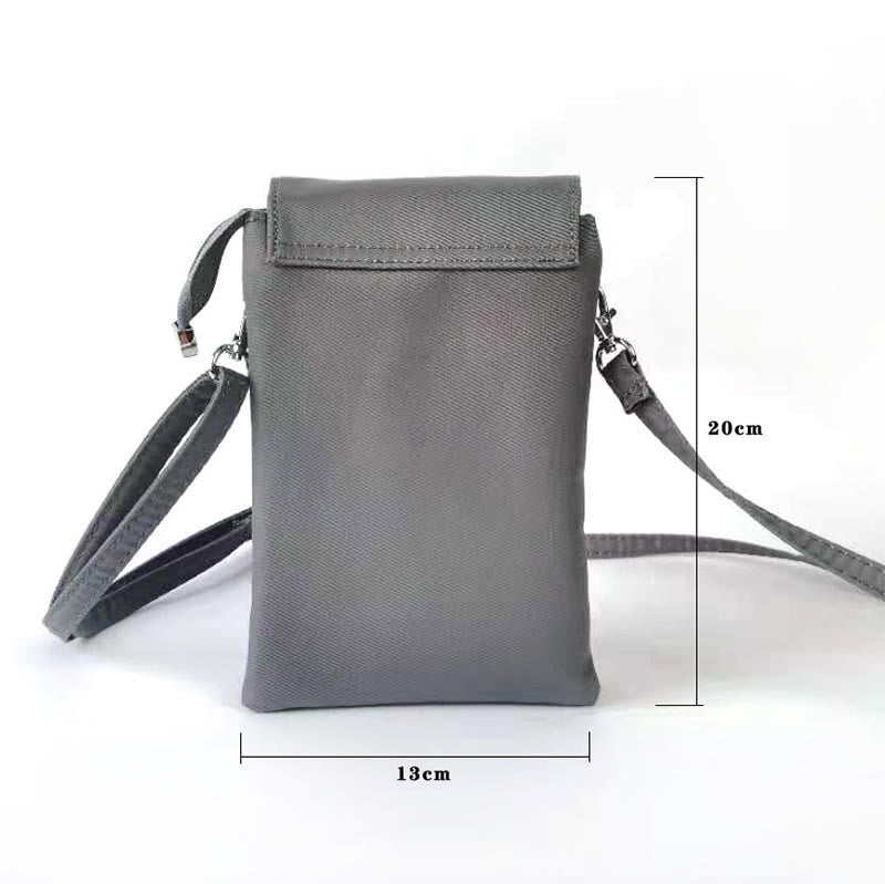 Waterproof Handmade Embroidered Lotus Flowers Crossbody Bag Shoulder Bag Cellphone Bag - Image 12