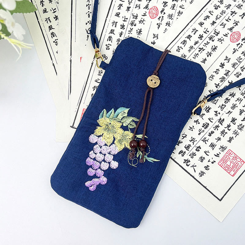 Small Embroidered Flowers Crossbody Bag Shoulder Bag Cellphone Bag 11*20cm - Image 38