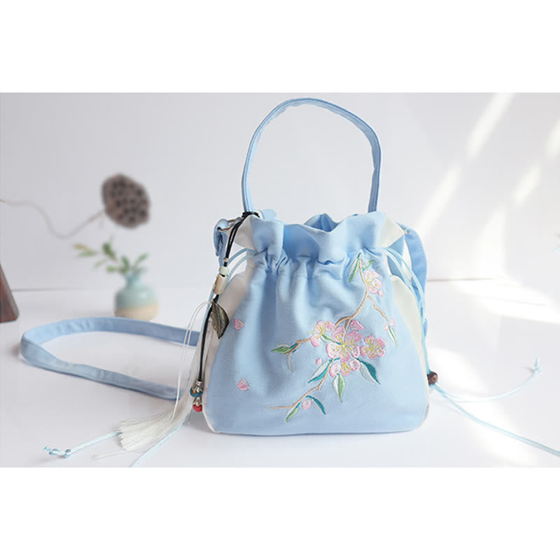 Handmade Embroidered Flowers Canvas Tote Shoulder Bag Handbag - Image 33