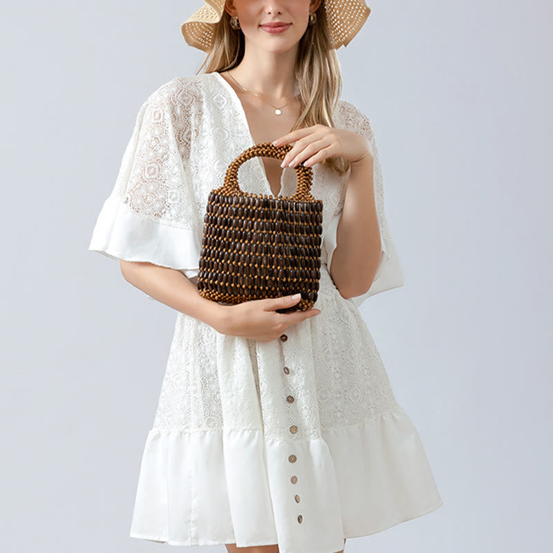 Hand-woven Wooden Beads Handbag - Image 9