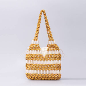 Buddha Stones Hand-woven Round Wooden Beads Handbag