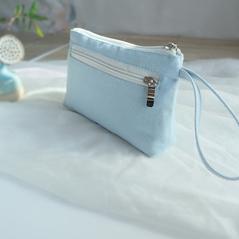Small Flower Plum Cherry Crane Peach Blossom Embroidery Canvas Wallet Shopping Purse - Image 12