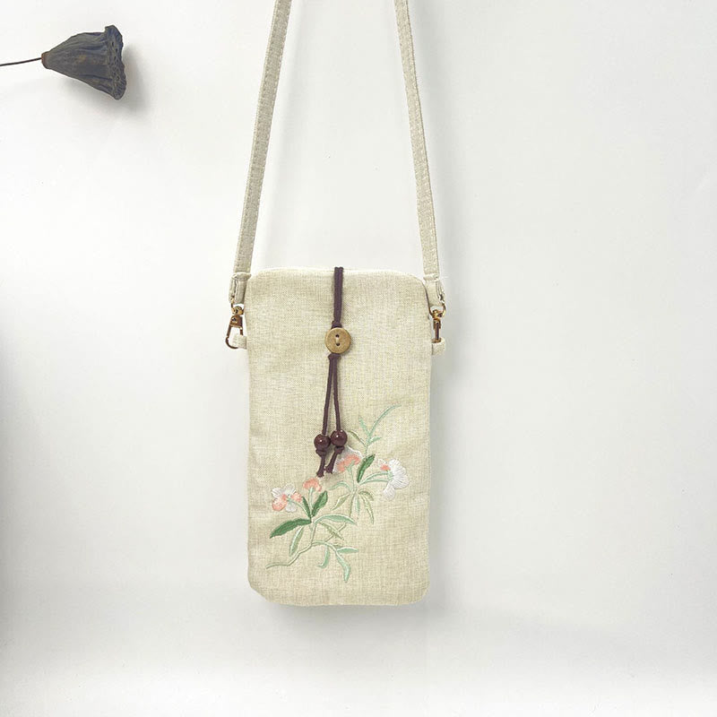 Small Embroidered Flowers Crossbody Bag Shoulder Bag Cellphone Bag 11*20cm - Image 23
