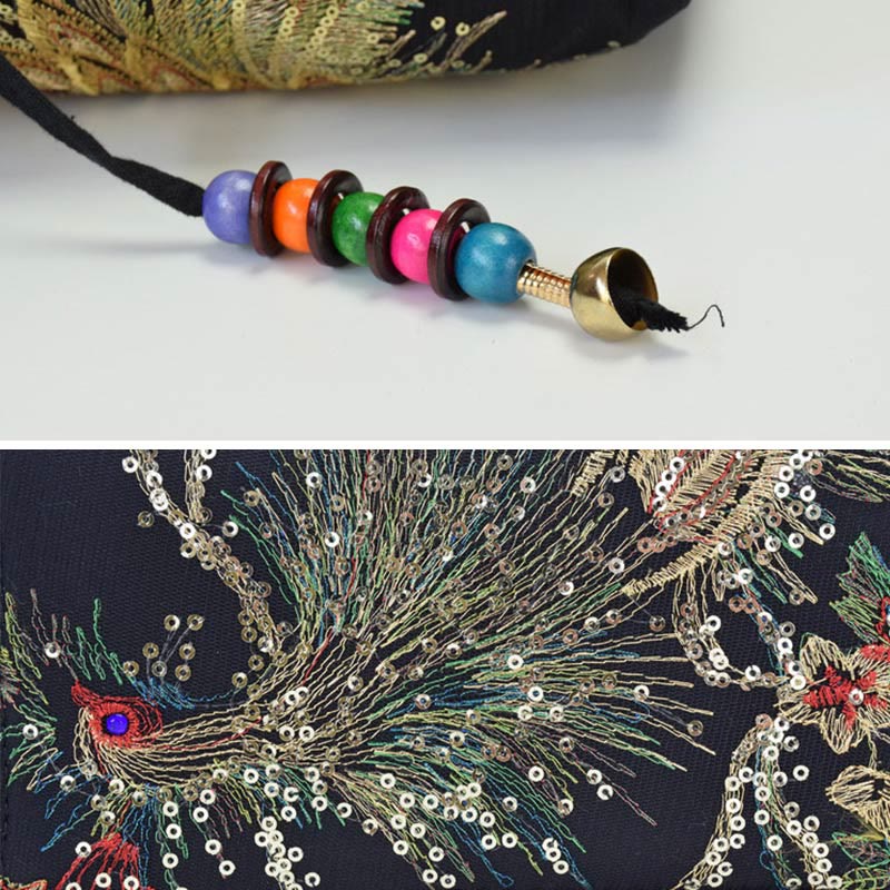 Peacock Double-sided Embroidery Tote Bag Shoulder Bag Crossbody Bag - Image 12
