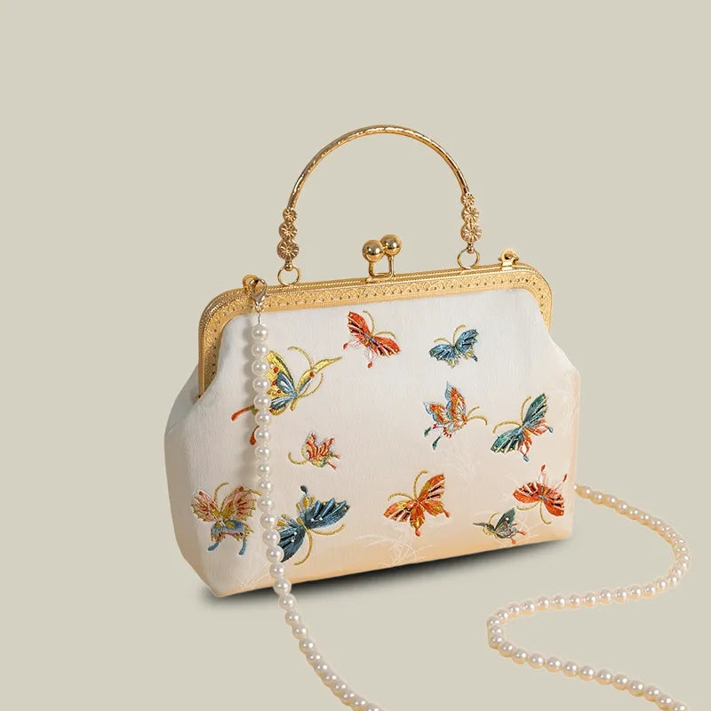 Butterfly Garden Embroidered Handbag with Vintage Metal Kiss-Lock - Image 17