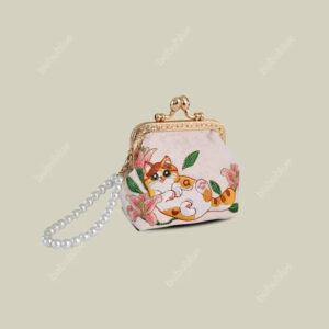 Cat Panda Embroidered Mini Coin Purse with Kiss Lock
