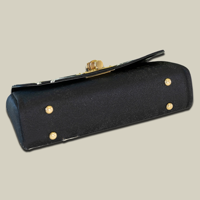 Magnolia Embroidered Boston Bag with Bamboo Handle - Image 14