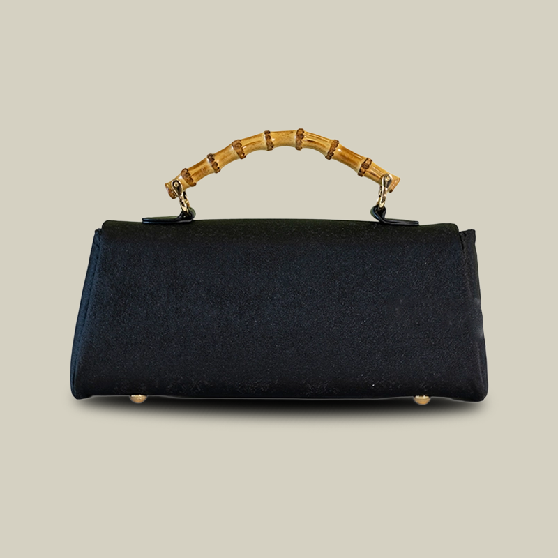 Magnolia Embroidered Boston Bag with Bamboo Handle - Image 11