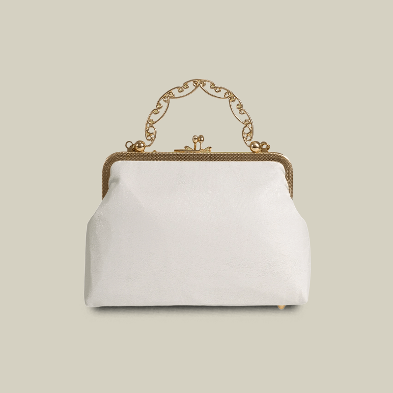 Butterfly Embroidered White Handbag with Metal Kiss-Lock - Image 15