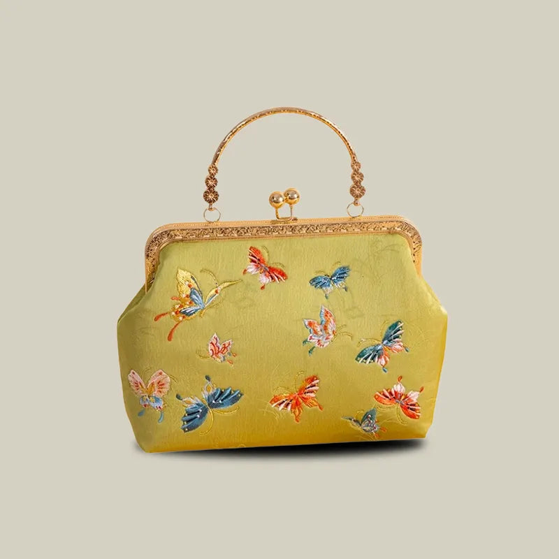 Butterfly Garden Embroidered Handbag with Vintage Metal Kiss-Lock - Image 22