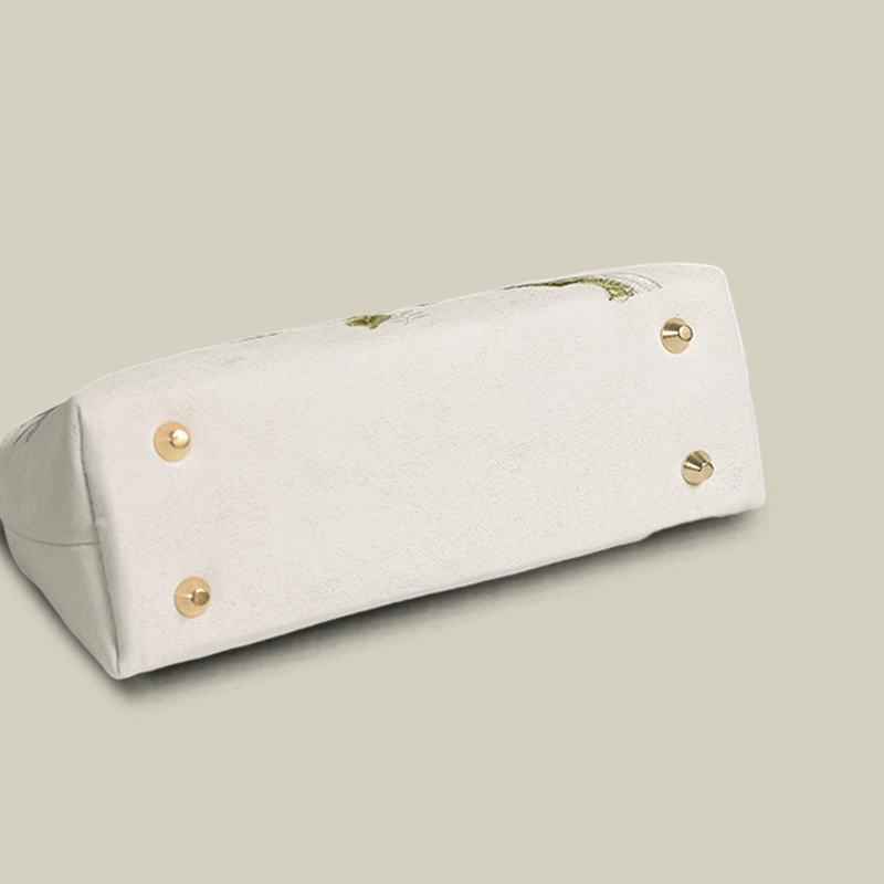 Butterfly Embroidered White Handbag with Metal Kiss-Lock - Image 16