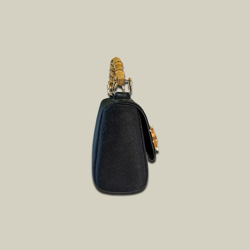 Magnolia Embroidered Boston Bag with Bamboo Handle - Image 10