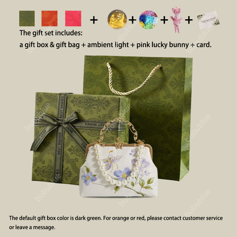 Butterfly Embroidered White Handbag with Metal Kiss-Lock - Image 17