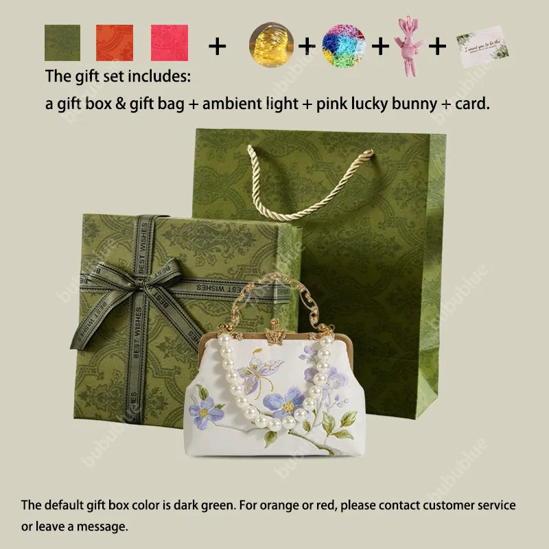 Butterfly Embroidered White Handbag with Metal Kiss-Lock - Image 18